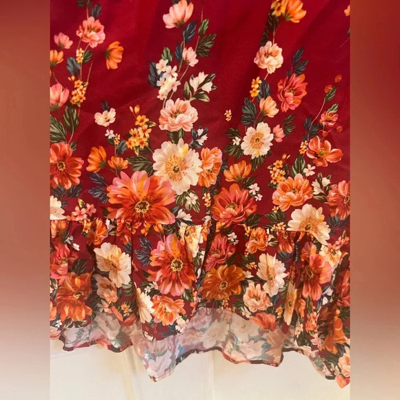 NWT new Anthropologie Farm Rio claudette halter top SMALL red floral flounced - Picture 12 of 17